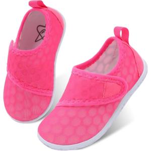 LeIsfIt Toddler Water Shoes Boys Girls Barefoot Aqua Socks Kids Breathable Quick-Dry Swim Shoes for Beach Pool Surf(Rose)
