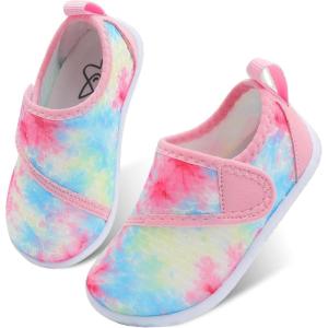 LeIsfIt Toddler Water Shoes Boys Girls Barefoot Aqua Socks Kids Breathable Quick-Dry Swim Shoes for Beach Pool Surf(Tiedye)