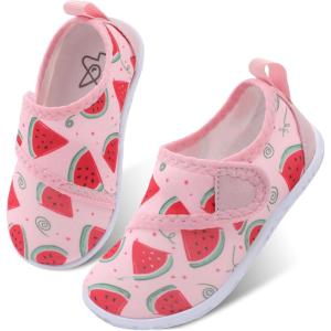 LeIsfIt Toddler Water Shoes Boys Girls Barefoot Aqua Socks Kids Breathable Quick-Dry Swim Shoes for Beach Pool Surf(Watermelon)