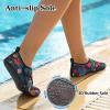 LeIsfIt Water Shoes for Women Men Quick-Dry Aqua Socks Non-Slip Swim Beach Barefoot Socks with Rubber Sole for River Pool Lake Surf Yoga(Blackflower)