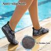LeIsfIt Water Shoes for Women Men Quick-Dry Aqua Socks Non-Slip Swim Beach Barefoot Socks with Rubber Sole for River Pool Lake Surf Yoga(Greypattern)
