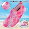 LeIsfIt Water Shoes for Women Men Quick-Dry Aqua Socks Non-Slip Swim Beach Barefoot Socks with Rubber Sole for River Pool Lake Surf Yoga(Pinkpattern)