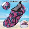 LeIsfIt Water Shoes for Women Men Quick-Dry Aqua Socks Non-Slip Swim Beach Barefoot Socks with Rubber Sole for River Pool Lake Surf Yoga(Purpleflower)