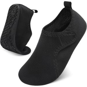 LeIsfIt Water Shoes for Women Men Quick-Dry Aqua Socks Non-Slip Swim Beach Barefoot Socks with Rubber Sole for River Pool Lake Surf Yoga(Black)
