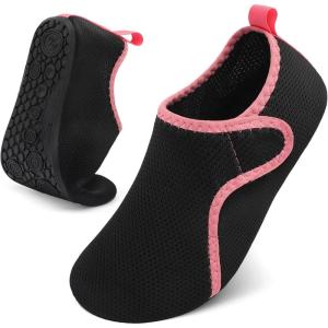 LeIsfIt Water Shoes for Women Men Quick-Dry Aqua Socks Non-Slip Swim Beach Barefoot Socks with Rubber Sole for River Pool Lake Surf Yoga(Blackpink)