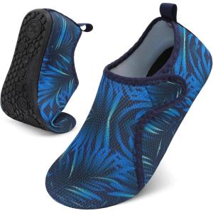 LeIsfIt Water Shoes for Women Men Quick-Dry Aqua Socks Non-Slip Swim Beach Barefoot Socks with Rubber Sole for River Pool Lake Surf Yoga(Blueleaf)