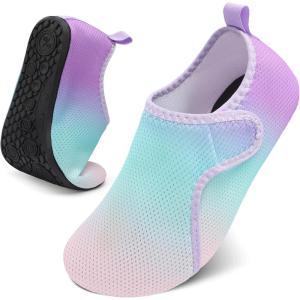 LeIsfIt Water Shoes for Women Men Quick-Dry Aqua Socks Non-Slip Swim Beach Barefoot Socks with Rubber Sole for River Pool Lake Surf Yoga(Gradientpurple)