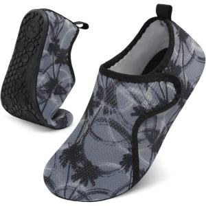 LeIsfIt Water Shoes for Women Men Quick-Dry Aqua Socks Non-Slip Swim Beach Barefoot Socks with Rubber Sole for River Pool Lake Surf Yoga(Greypattern)