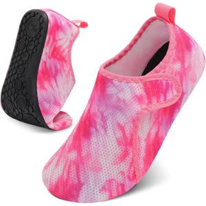 LeIsfIt Water Shoes for Women Men Quick-Dry Aqua Socks Non-Slip Swim Beach Barefoot Socks with Rubber Sole for River Pool Lake Surf Yoga(Pinkpattern)