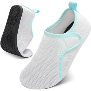 LeIsfIt Water Shoes for Women Men Quick-Dry Aqua Socks Non-Slip Swim Beach Barefoot Socks with Rubber Sole for River Pool Lake Surf Yoga(White)