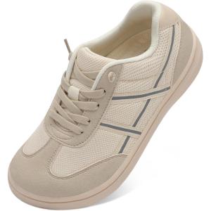 LeIsfIt Women’s Barefoot Slip-On Shoes Wide Toe Box Zero Drop Casual Sneakers Non-Slip Breathable Walking Shoes for Tennis Travel & Everyday(Beige)