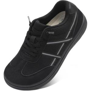 LeIsfIt Women’s Barefoot Slip-On Shoes Wide Toe Box Zero Drop Casual Sneakers Non-Slip Breathable Walking Shoes for Tennis Travel & Everyday(Black)