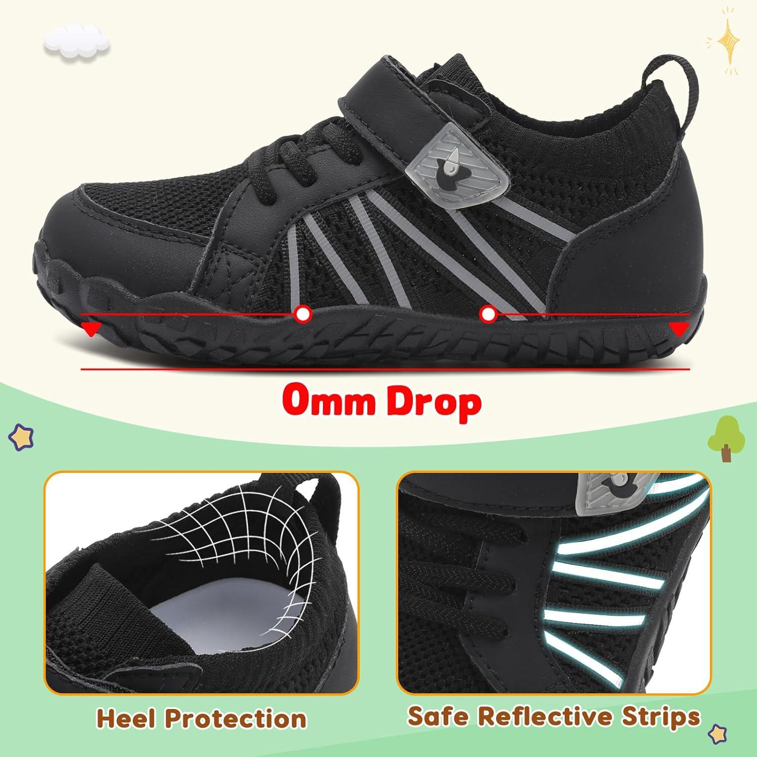 imageLeIsfIt Kids Shoes Girls Boys Wide Barefoot Shoes Big Kids Breathable AntiSlip Hiking Sneakers for Walking Climbing Training Outdoor ActivitiesBlack