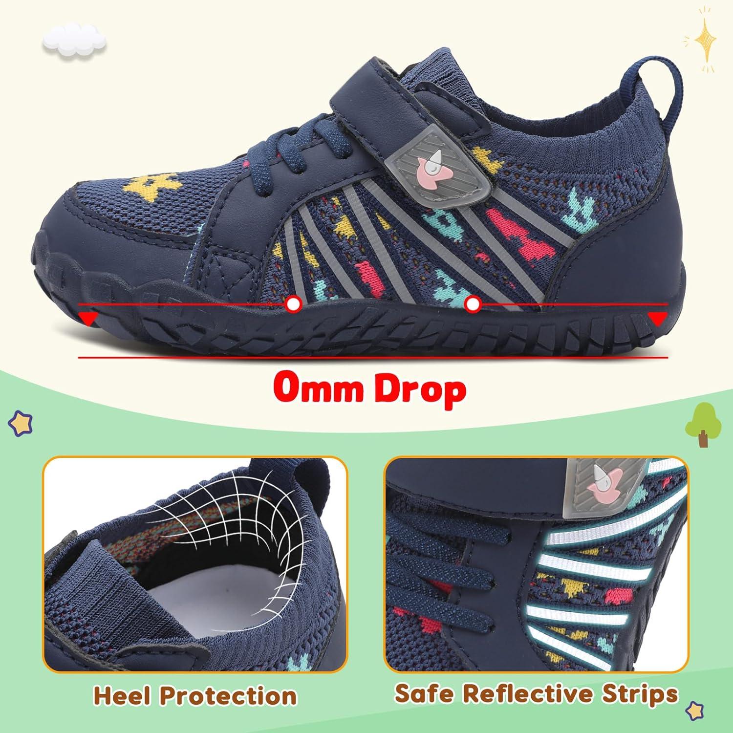 imageLeIsfIt Kids Shoes Girls Boys Wide Barefoot Shoes Big Kids Breathable AntiSlip Hiking Sneakers for Walking Climbing Training Outdoor ActivitiesNavy Pattern
