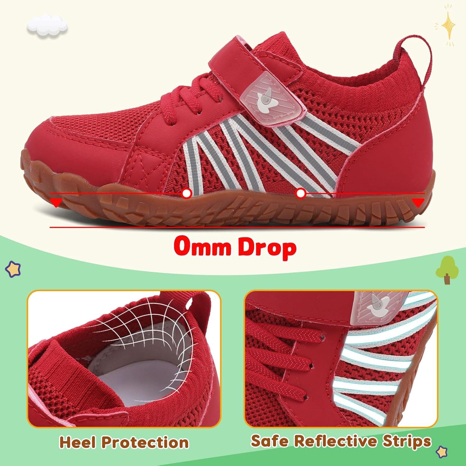 imageLeIsfIt Kids Shoes Girls Boys Wide Barefoot Shoes Big Kids Breathable AntiSlip Hiking Sneakers for Walking Climbing Training Outdoor ActivitiesRed