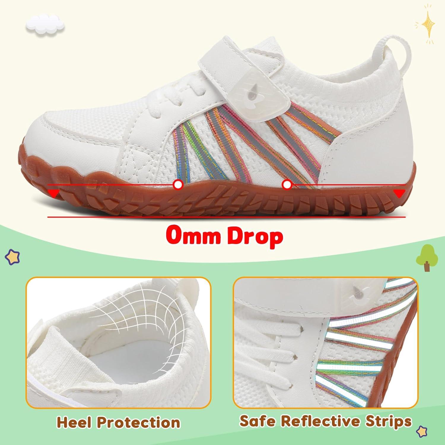 imageLeIsfIt Kids Shoes Girls Boys Wide Barefoot Shoes Big Kids Breathable AntiSlip Hiking Sneakers for Walking Climbing Training Outdoor ActivitiesWhite