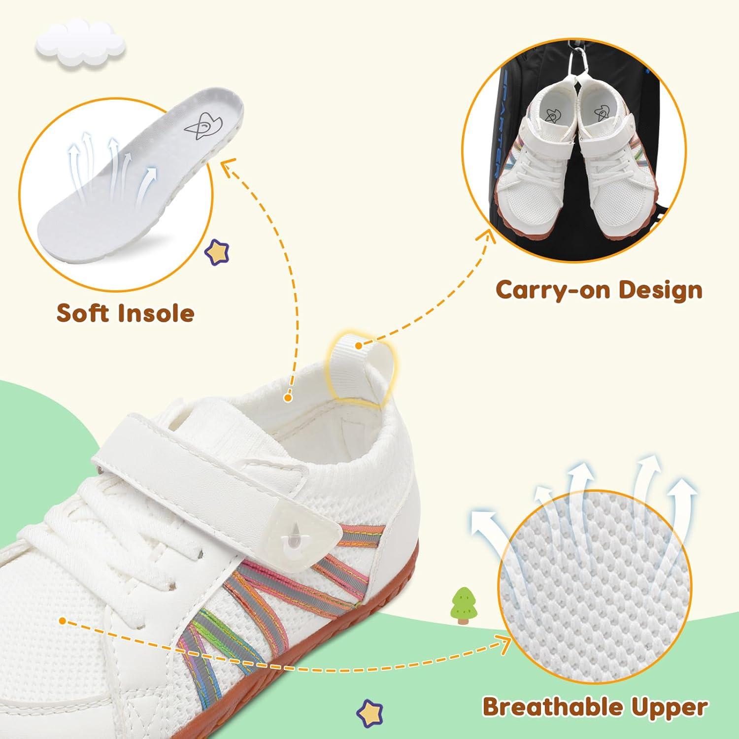 imageLeIsfIt Kids Shoes Girls Boys Wide Barefoot Shoes Big Kids Breathable AntiSlip Hiking Sneakers for Walking Climbing Training Outdoor ActivitiesWhite