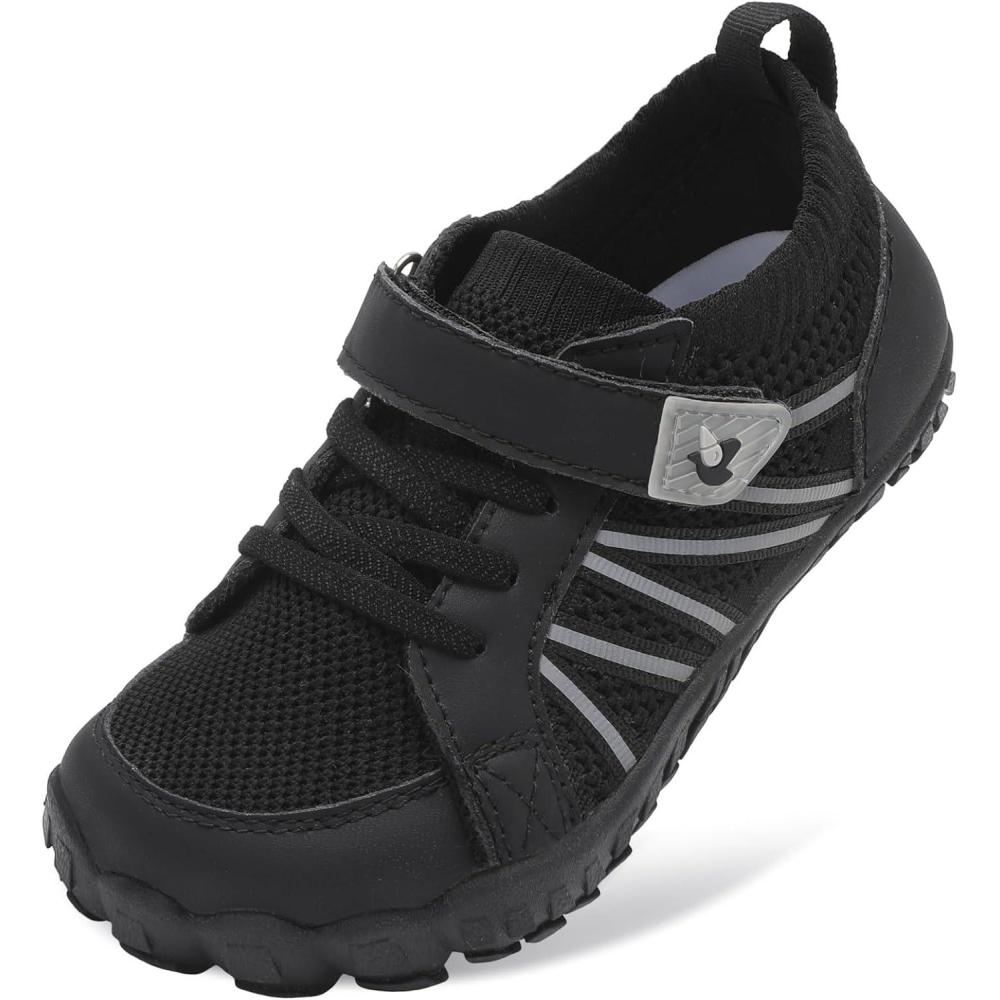 imageLeIsfIt Kids Shoes Girls Boys Wide Barefoot Shoes Big Kids Breathable AntiSlip Hiking Sneakers for Walking Climbing Training Outdoor ActivitiesBlack