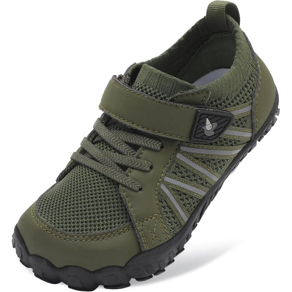 imageLeIsfIt Kids Shoes Girls Boys Wide Barefoot Shoes Big Kids Breathable AntiSlip Hiking Sneakers for Walking Climbing Training Outdoor ActivitiesGreen