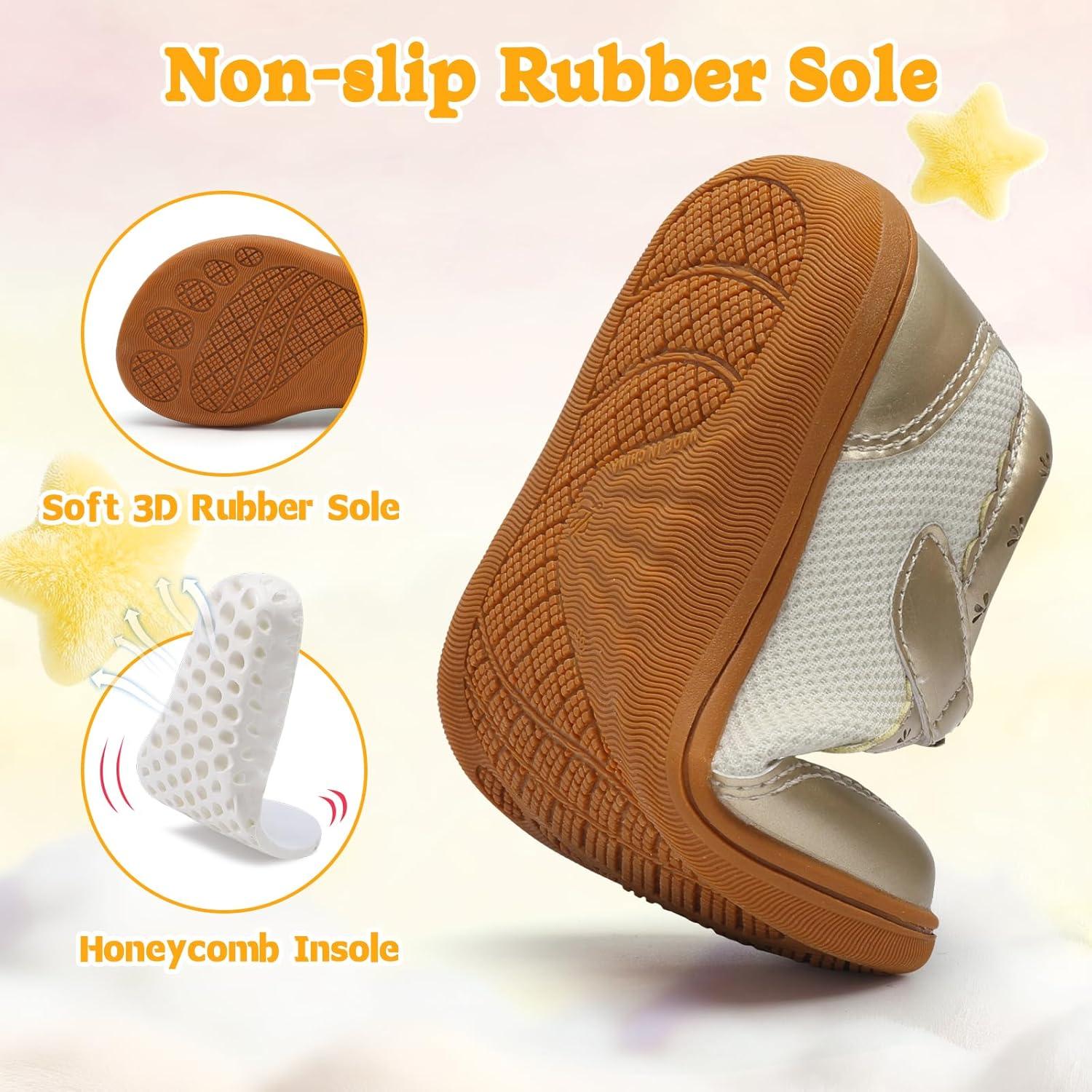 imageLeIsfIt Toddler Girl Shoes Mary Jane Dress Shoes for Girls Wide Breathable Ballet Flats for Party School Wedding ChurchGolden