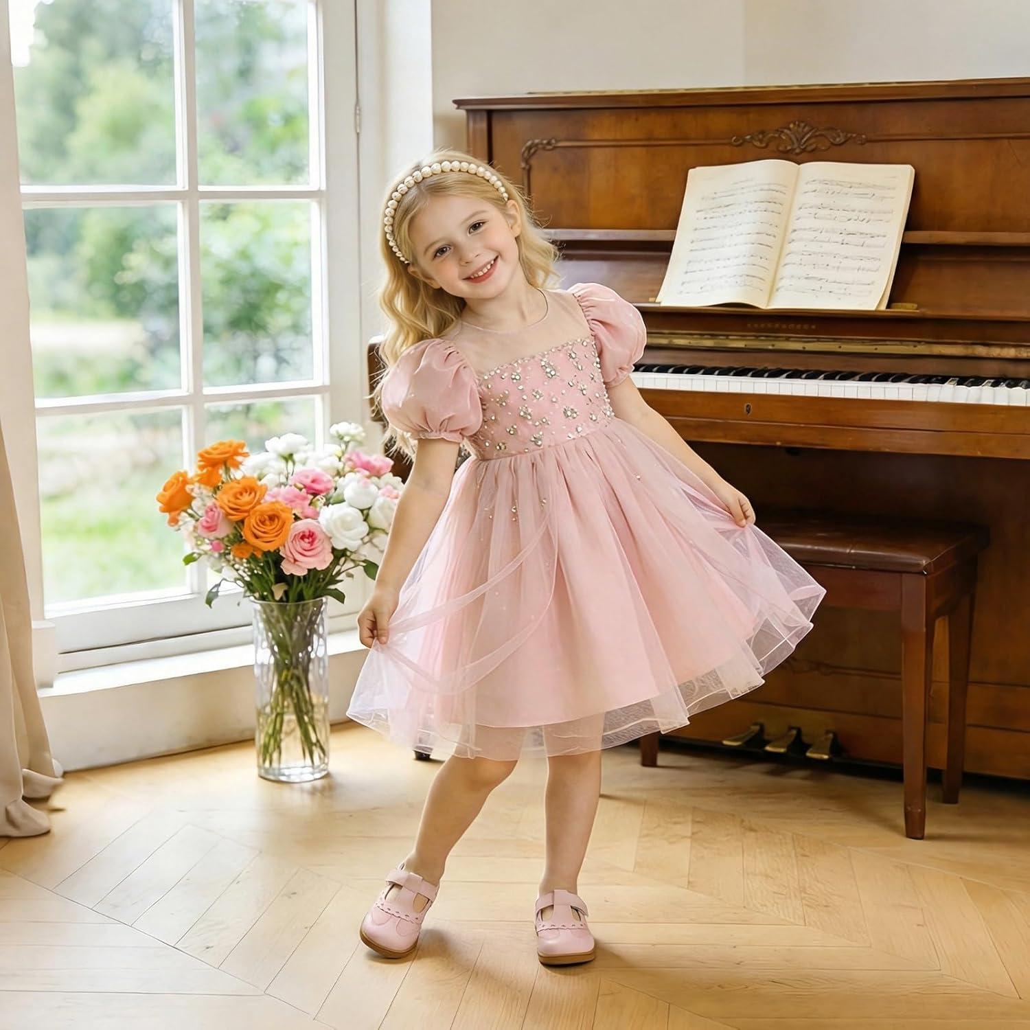 imageLeIsfIt Toddler Girl Shoes Mary Jane Dress Shoes for Girls Wide Breathable Ballet Flats for Party School Wedding ChurchPink