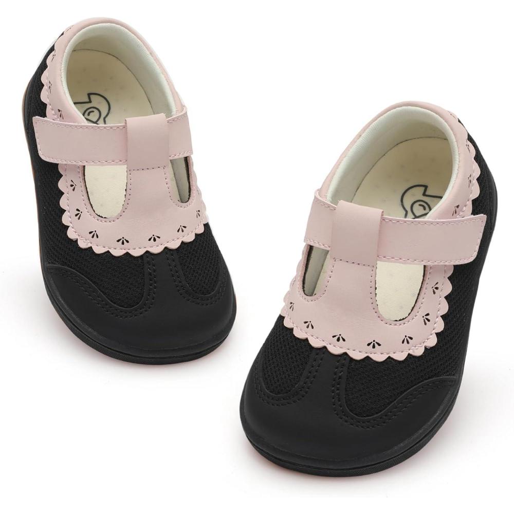 imageLeIsfIt Toddler Girl Shoes Mary Jane Dress Shoes for Girls Wide Breathable Ballet Flats for Party School Wedding ChurchBlackpink