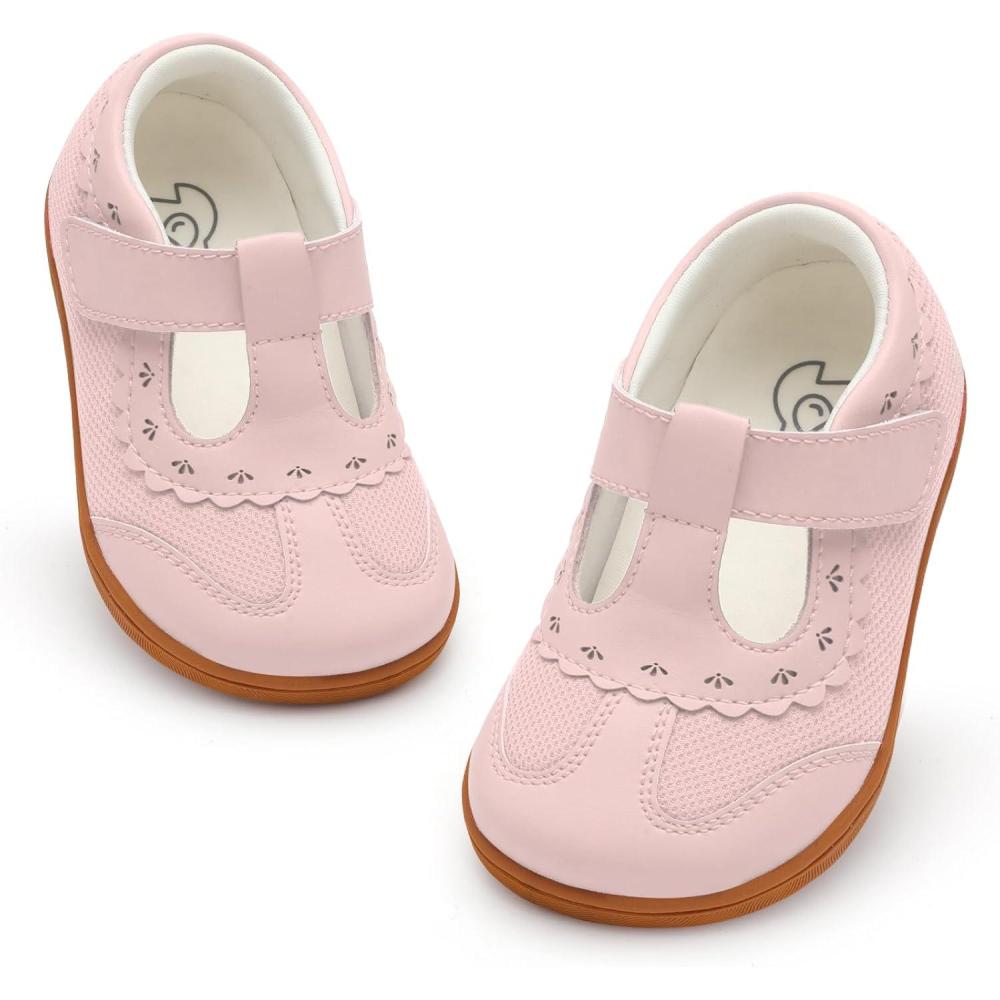 imageLeIsfIt Toddler Girl Shoes Mary Jane Dress Shoes for Girls Wide Breathable Ballet Flats for Party School Wedding ChurchPink