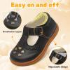 LeIsfIt Toddler Girl Mary Jane Dress Shoes Wide Ballet Flats for Girls Party School Wedding Church Shoes(Black)