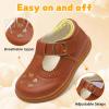 LeIsfIt Toddler Girl Mary Jane Dress Shoes Wide Ballet Flats for Girls Party School Wedding Church Shoes(Brown)