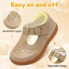 LeIsfIt Toddler Girl Mary Jane Dress Shoes Wide Ballet Flats for Girls Party School Wedding Church Shoes(Nude)