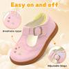 LeIsfIt Toddler Girl Mary Jane Dress Shoes Wide Ballet Flats for Girls Party School Wedding Church Shoes(Pink)