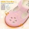 LeIsfIt Toddler Girl Mary Jane Dress Shoes Wide Ballet Flats for Girls Party School Wedding Church Shoes(Pink)