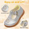 LeIsfIt Toddler Girl Mary Jane Dress Shoes Wide Ballet Flats for Girls Party School Wedding Church Shoes(Silvery)