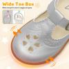LeIsfIt Toddler Girl Mary Jane Dress Shoes Wide Ballet Flats for Girls Party School Wedding Church Shoes(Silvery)