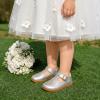 LeIsfIt Toddler Girl Mary Jane Dress Shoes Wide Ballet Flats for Girls Party School Wedding Church Shoes(Silvery)