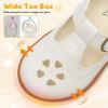 LeIsfIt Toddler Girl Mary Jane Dress Shoes Wide Ballet Flats for Girls Party School Wedding Church Shoes(White)