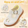 LeIsfIt Toddler Girl Mary Jane Dress Shoes Wide Ballet Flats for Girls Party School Wedding Church Shoes(White)