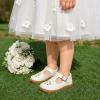 LeIsfIt Toddler Girl Mary Jane Dress Shoes Wide Ballet Flats for Girls Party School Wedding Church Shoes(White)