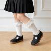 LeIsfIt Toddler Girl Shoes Mary Jane Dress Shoes for Girls Wide Breathable Ballet Flats for Party School Wedding Church(Black)