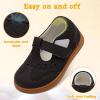 LeIsfIt Toddler Girl Shoes Mary Jane Dress Shoes for Girls Wide Breathable Ballet Flats for Party School Wedding Church(Black)