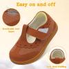 LeIsfIt Toddler Girl Shoes Mary Jane Dress Shoes for Girls Wide Breathable Ballet Flats for Party School Wedding Church(Brown)