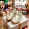 LeIsfIt Toddler Girl Shoes Mary Jane Dress Shoes for Girls Wide Breathable Ballet Flats for Party School Wedding Church(Golden)