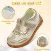 LeIsfIt Toddler Girl Shoes Mary Jane Dress Shoes for Girls Wide Breathable Ballet Flats for Party School Wedding Church(Golden)