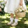 LeIsfIt Toddler Girl Shoes Mary Jane Dress Shoes for Girls Wide Breathable Ballet Flats for Party School Wedding Church(Golden)