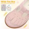 LeIsfIt Toddler Girl Shoes Mary Jane Dress Shoes for Girls Wide Breathable Ballet Flats for Party School Wedding Church(Pink)