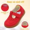 LeIsfIt Toddler Girl Shoes Mary Jane Dress Shoes for Girls Wide Breathable Ballet Flats for Party School Wedding Church(Red)