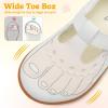 LeIsfIt Toddler Girl Shoes Mary Jane Dress Shoes for Girls Wide Breathable Ballet Flats for Party School Wedding Church(White)