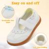 LeIsfIt Toddler Girl Shoes Mary Jane Dress Shoes for Girls Wide Breathable Ballet Flats for Party School Wedding Church(White)