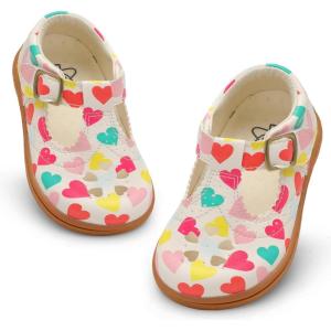 LeIsfIt Toddler Girl Mary Jane Dress Shoes Wide Ballet Flats for Girls Party School Wedding Church Shoes(Love)