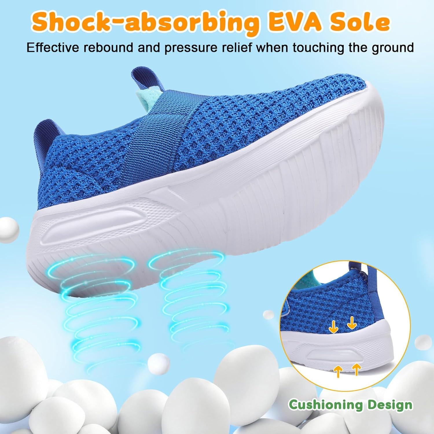 imageLeIsfIt Boys Girls Tennis Shoes Kids Lightweight Slip on Shoes Breathable Athletic Running Sneakers for Toddler Little Big KidBlue